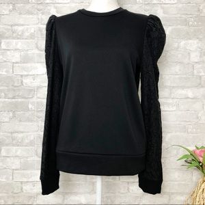 NWOT GENERATION LOVE Women's Black Noa Lace Sweatshirt Size XS